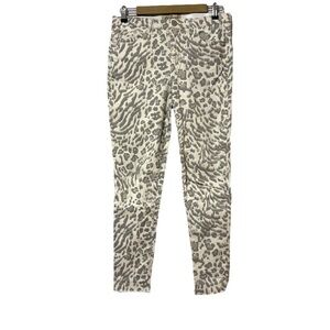 Democracy Ab Solution White Gray Leopard Print Jeans Size 6 Mobwife Boho Comfort